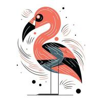 flamingo fågel vektor illustration. hand dragen klotter.