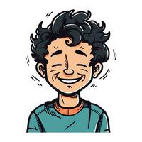 Vektor Illustration von ein glücklich lächelnd Mann mit lockig Haar. Karikatur Stil.