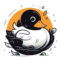 Ente im das Nest. Vektor Illustration von ein süß Ente.