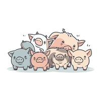 Karikatur Schwein Familie. Vektor Illustration von ein Schwein Familie mit Ferkel.