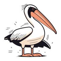 Pelikan Vogel isoliert auf Weiß Hintergrund. Karikatur Vektor Illustration.