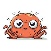 krabba tecknad serie karaktär. söt vektor illustration av en röd krabba.