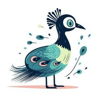 Pfau Vektor Illustration. süß Karikatur Pfau Charakter.