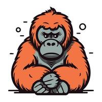 Vektor Illustration von ein Gorilla Karikatur Maskottchen isoliert auf ein Weiß Hintergrund.