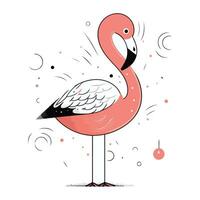 Flamingo. Hand gezeichnet Vektor Illustration. isoliert auf Weiß Hintergrund.