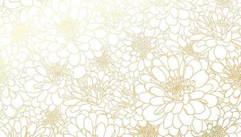 golden Chrysantheme Blumen im Hand gezeichnet Linie Kunst auf Weiß Hintergrund. dekorativ drucken zum Tapeten, Verpackungen, Hochzeit Einladungen, Grüße, Kulissen. vektor