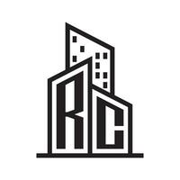 rc verklig egendom logotyp med byggnad stil , verklig egendom logotyp stock vektor