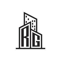 rg verklig egendom logotyp med byggnad stil , verklig egendom logotyp stock vektor