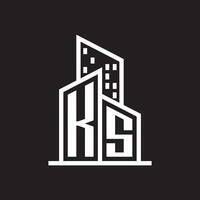 ks verklig egendom logotyp med byggnad stil , verklig egendom logotyp stock vektor