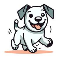 süß Karikatur Hund Laufen isoliert auf Weiß Hintergrund. Vektor Illustration.