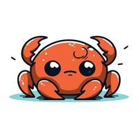 krabba tecknad serie karaktär. vektor illustration av en söt krabba maskot.
