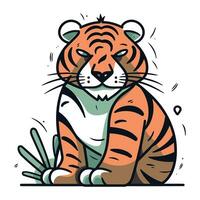 süß Tiger. Vektor Illustration von ein Tiger auf ein Weiß Hintergrund.