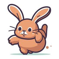 söt tecknad serie kanin löpning på vit bakgrund. vektor illustration för din design.
