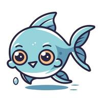 süß wenig Fisch Karikatur Vektor Illustration. komisch kawaii Charakter.