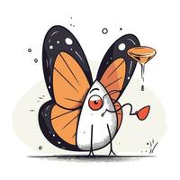 Schmetterling mit ein Cocktail. Vektor Illustration im Karikatur Stil.