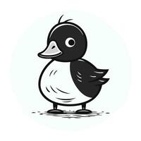 Ente Vektor Illustration. schwarz und Weiß Ente isoliert auf Weiß Hintergrund.