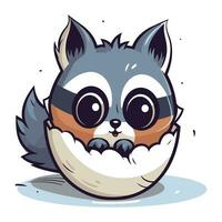 komisch Karikatur Wolf Gesicht. Vektor Illustration isoliert auf Weiß Hintergrund.