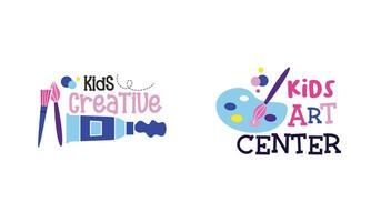 barn kreativ och vetenskap klass mall PR logotyp vektor