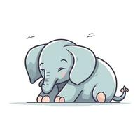 söt tecknad serie elefant. vektor illustration isolerat på en vit bakgrund.