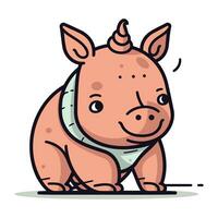 söt noshörning. vektor illustration i tecknad serie stil.