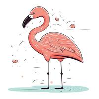 flamingo vektor illustration. tecknad serie flamingo. hand dragen flamingo.