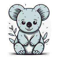 söt koala tecknad serie vektor illustration. hand dragen söt koala karaktär.