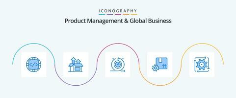 Produkt Management und global Geschäft Blau 5 Symbol Pack einschließlich Prämie Qualität. Branding. Produkt. schnell vektor