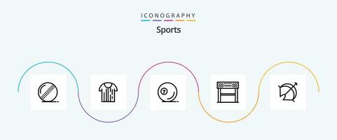 sporter linje 5 ikon packa Inklusive mål. sport. trikot. linje. slå samman boll vektor