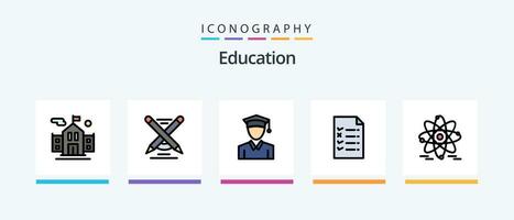 utbildning linje fylld 5 ikon packa Inklusive . gradering. utbildning. äpple. kreativ ikoner design vektor
