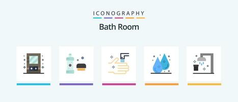 bad rum platt 5 ikon packa Inklusive bad. flytande. dusch. fuktighet. flik. kreativ ikoner design vektor