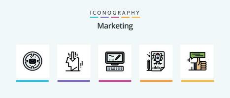 marknadsföring linje fylld 5 ikon packa Inklusive doller. användare. post. affär. marknadsföring. kreativ ikoner design vektor