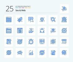 SEO Netz 25 Blau Farbe Symbol Pack einschließlich Karte. Forschung. Netz. suchen. Licht vektor