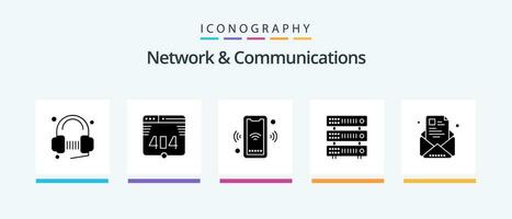 Netzwerk und Kommunikation Glyphe 5 Symbol Pack einschließlich Email. Server. Telefon. Gestell. schlau. kreativ Symbole Design vektor