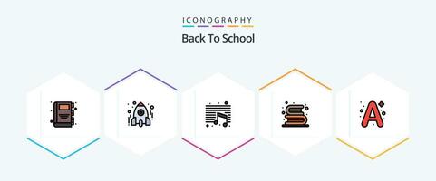 tillbaka till skola 25 fylld linje ikon packa Inklusive a. bibliotek. musik. utbildning. tillbaka till skola vektor