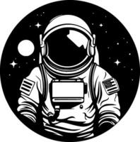 Astronaut - - schwarz und Weiß isoliert Symbol - - Vektor Illustration