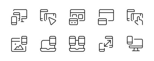 enhet och mottaglig översikt stroke ikon uppsättning. vektor illustration