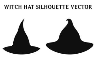 kostenlos Hexen Hut Vektor schwarz Silhouette, einstellen von Hexe Hüte Symbol Silhouette