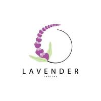 lavendel- logotyp, hand dragen bröllop växt design, vektor lavendel- växt parfym illustration design