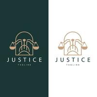 legal Gerechtigkeit Waage Logo Design mit einfach Linie Modell- zum Unternehmen Marken vektor
