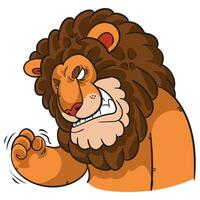 rolig lejon djur- karaktär maskot med känsla frustrerad uttryck isolerat tecknad serie i platt stil design vektor