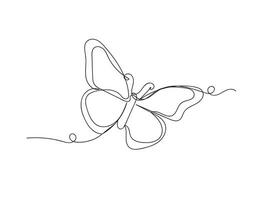 Schmetterling im einer kontinuierlich Linie Zeichnung isoliert Vektor Illustration.