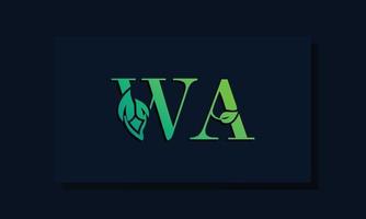 minimales blattstil initiales wa logo vektor