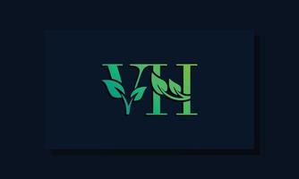minimales Vh-Logo im Blattstil vektor