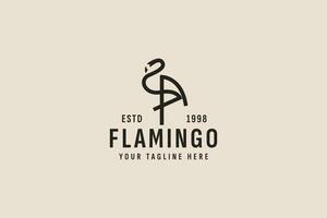 Jahrgang Stil Flamingo Logo Vektor Symbol Illustration