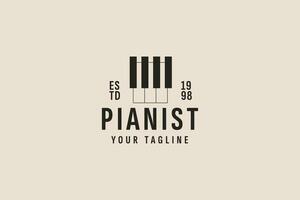 årgång stil piano logotyp vektor ikon illustration