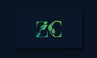 minimal leaf style initial zc logo vektor