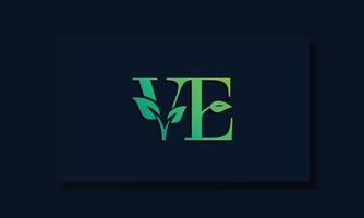 minimal leaf style initial ve logo vektor