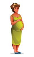 gravid kvinna kramas henne mage vektor tecknad serie illustration