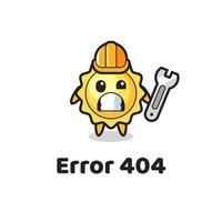Fehler 404 mit dem süßen Sonnenmaskottchen vektor