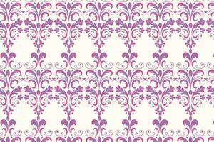 lila Blumen- Damast Muster auf ein Weiß Hintergrund Hintergrund vektor